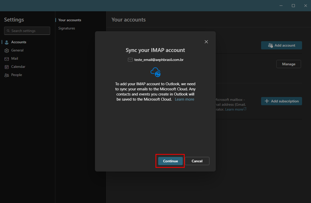 adicionar outro outlook exemplo5
