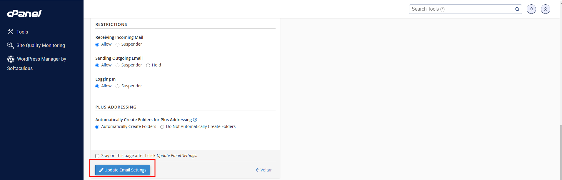 Alteracao de email exemplo3